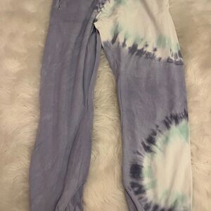 Z Supply Lavender and White Tie-Dye Joggers